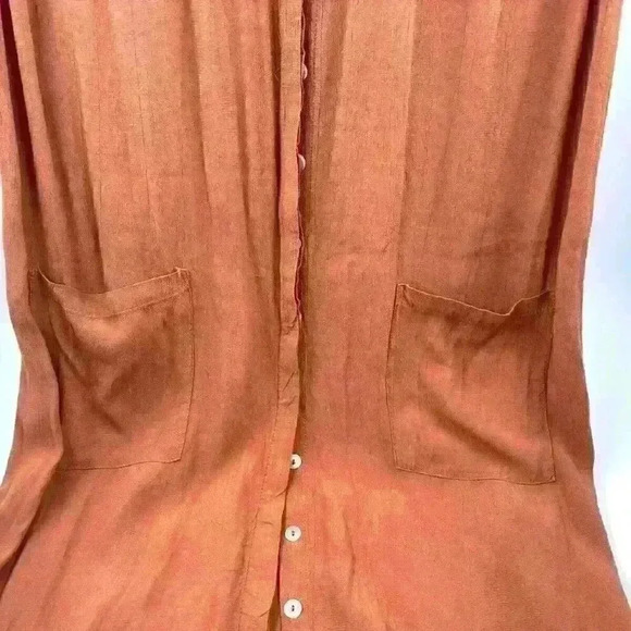 Faithful The Brand Sleeveless Rust Brown Dress Long Shirt Button Down Size XS - Picture 6 of 13